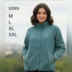 NWT GapFit Quilted Hybrid Fleece Snap-Front Jacket - Dark Teal -